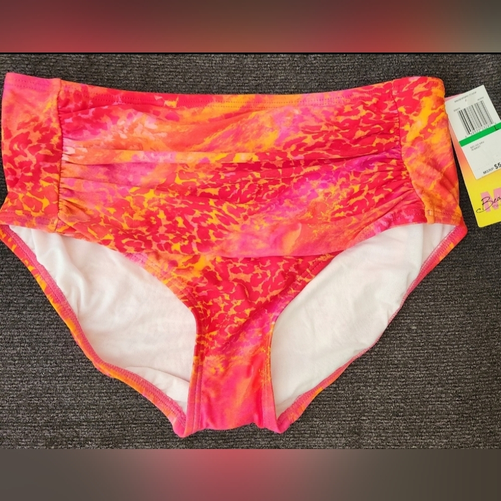 NWT Maidenform Beach Second Skin Hi-Waist Bikini Bottom, L